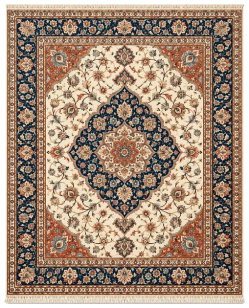 Isfahan Royal Medallion Silk and Wool Fine Rug