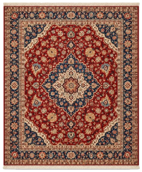 Tabriz Mahi Sovereign Botanical Silk Crimson Hand-Knotted Rug