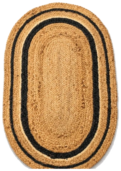Natural Braided Jute and Linen Sustainable Oval Rug