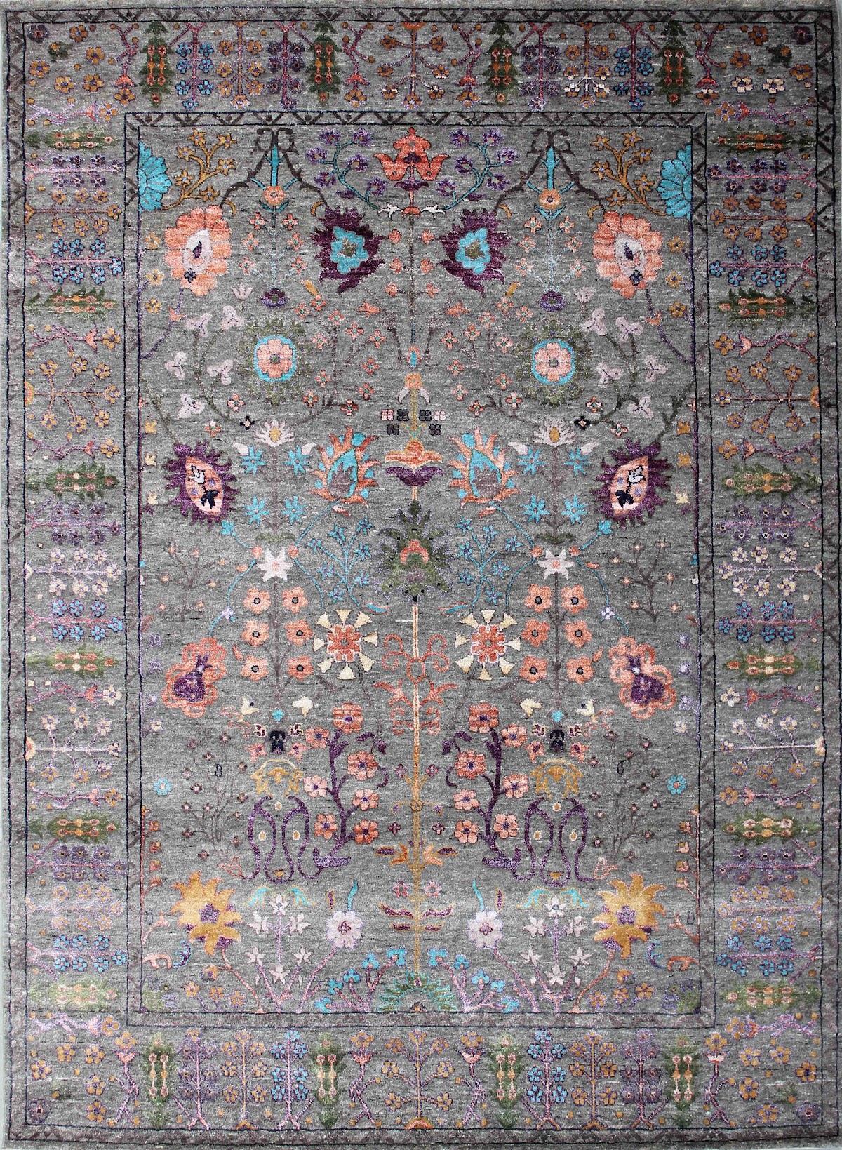 Hand-knotted Persian silk carpet for Bahrain villa, design 2060