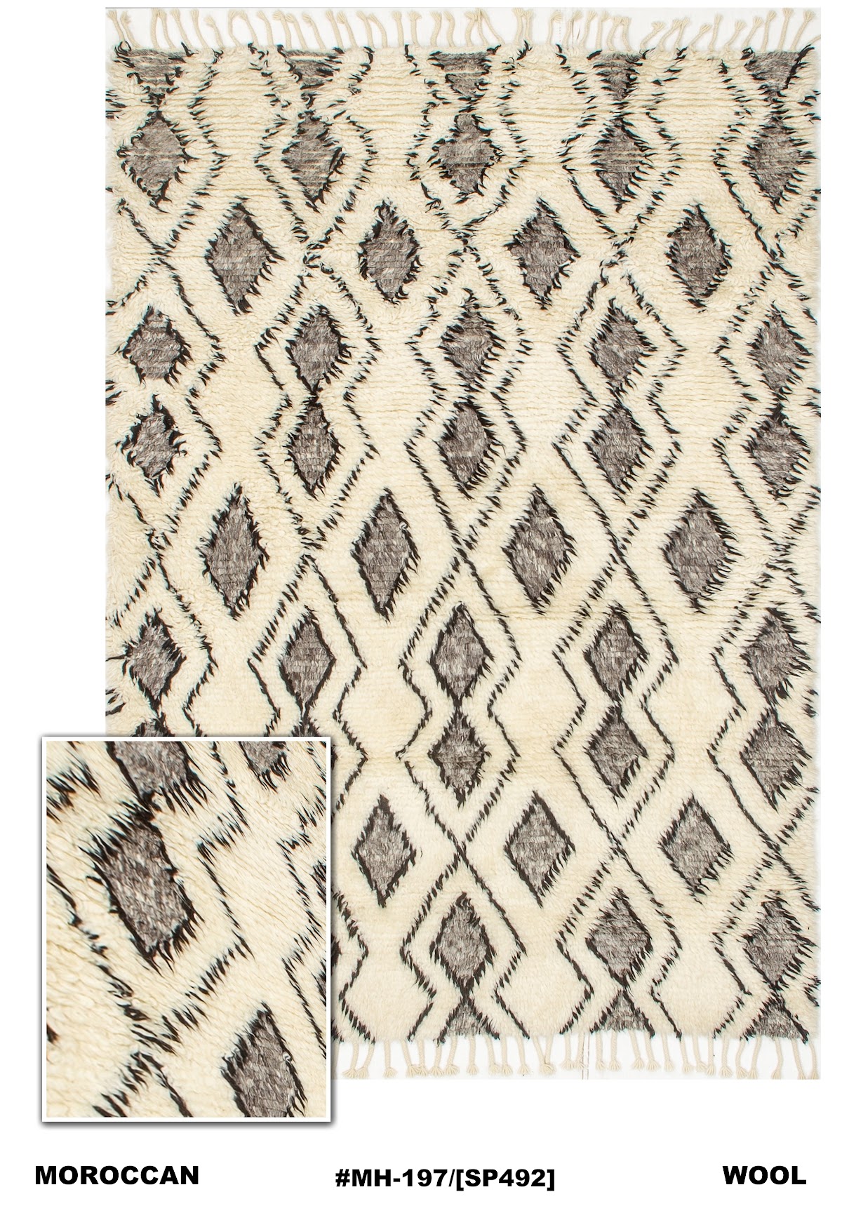 Moroccan high pile wool rug MH-197