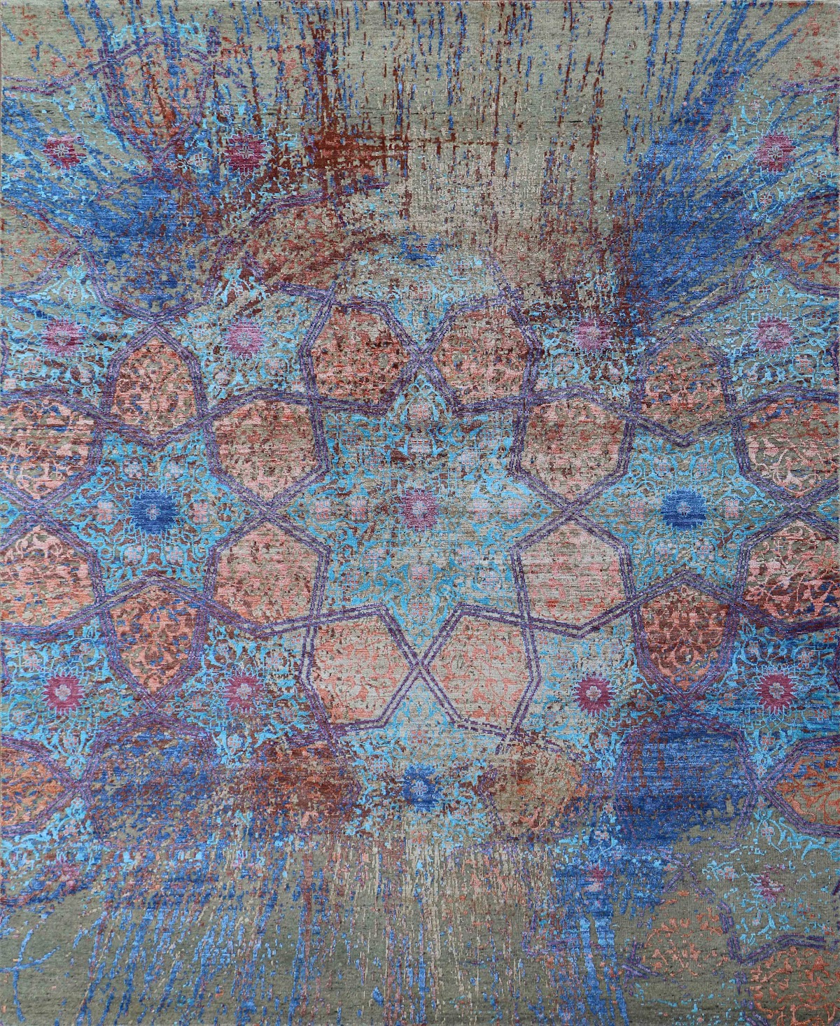 Hand-knotted Persian silk carpet Bahrain, design 4482