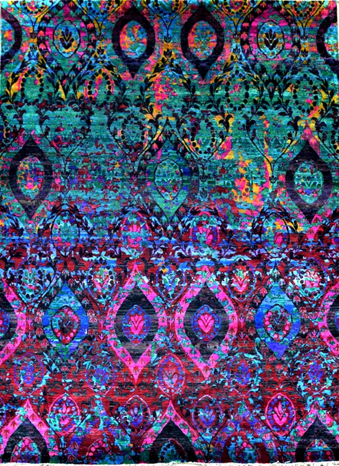 Sari silk rug for Bahrain interiors, 8x10