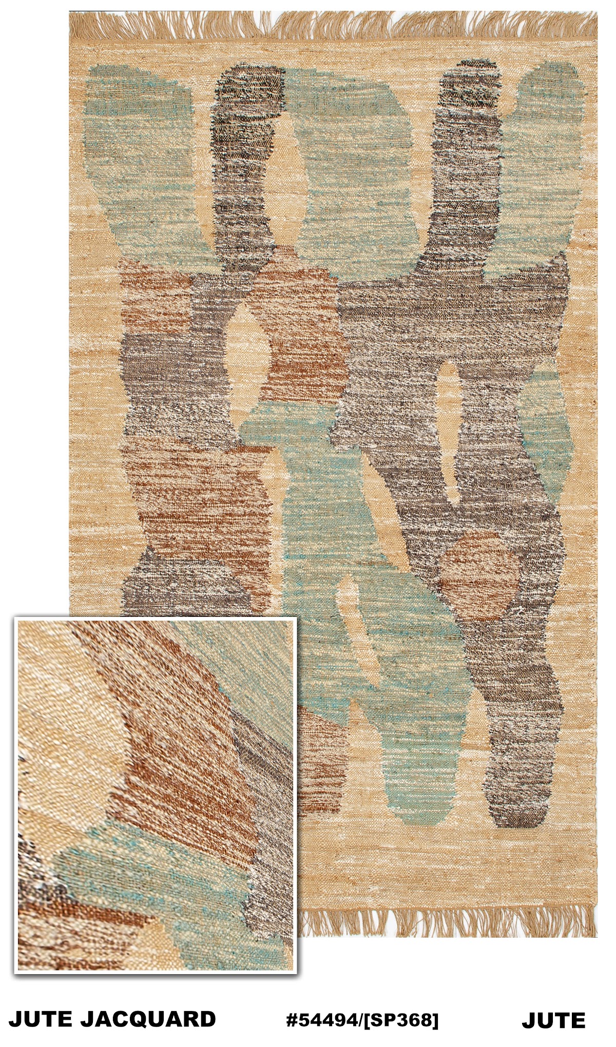 Natural jute area rug for Bahrain interiors, design 54494, 160x230cm
