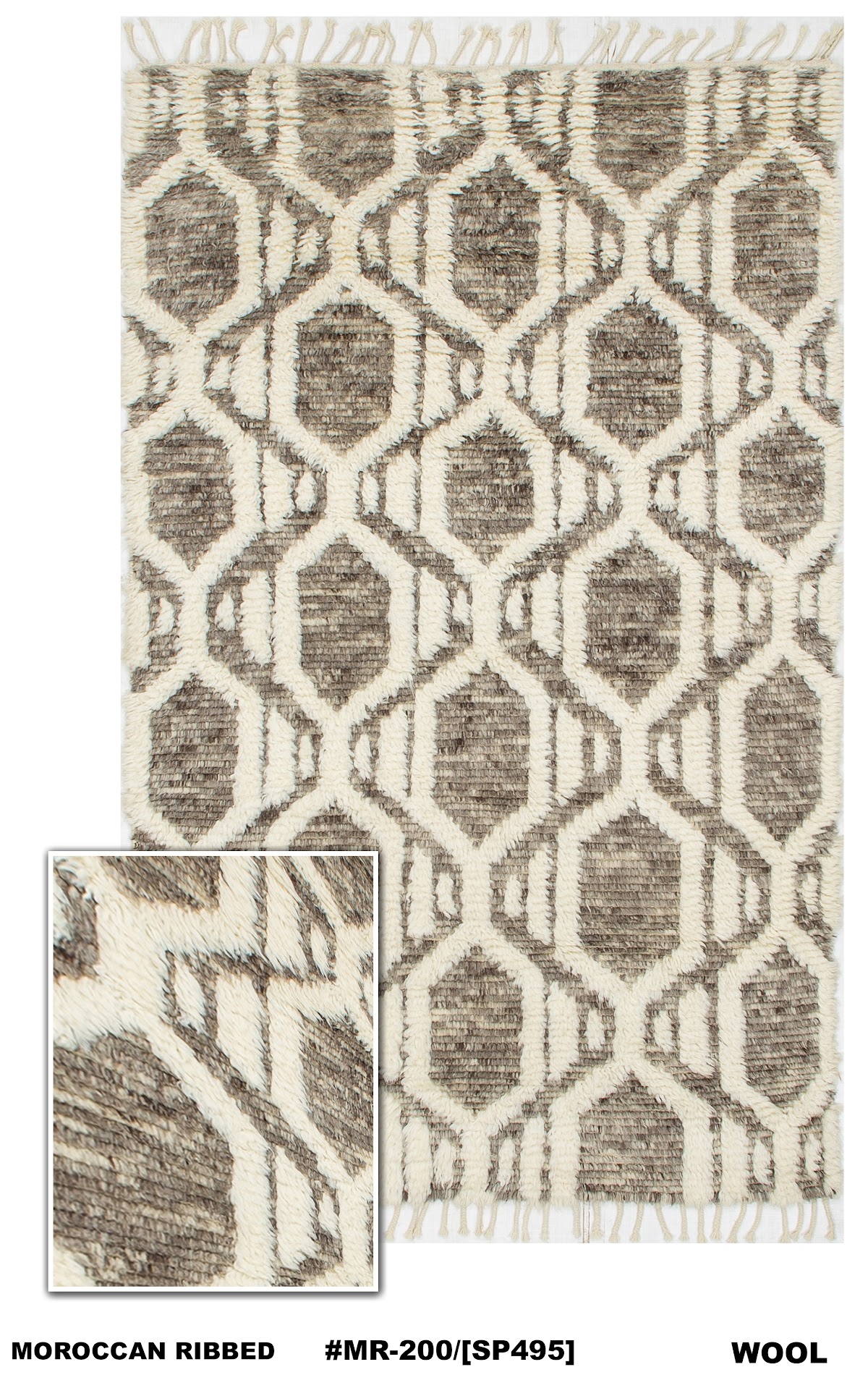Moroccan ribbed wool rug for Bahrain interiors, design MR-200
