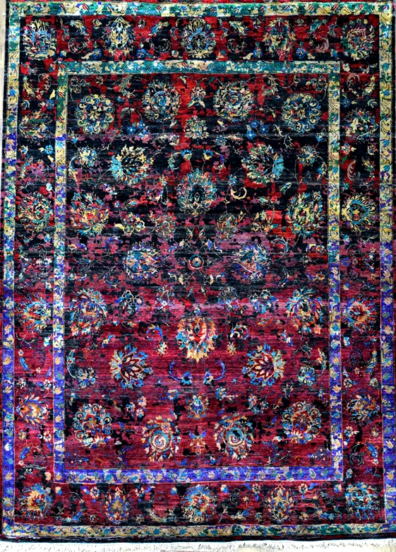 Sari silk rug for Bahrain interiors, 8x10