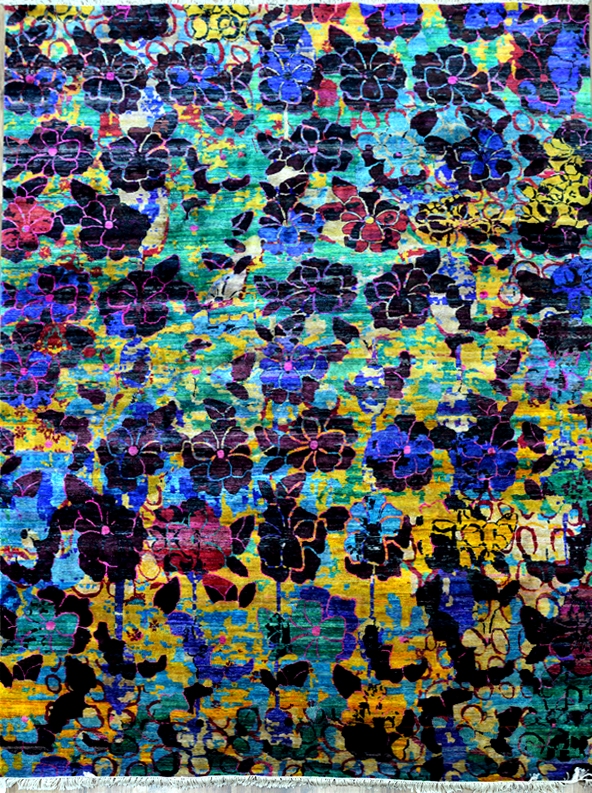 Sari silk rug for Bahrain interiors, 8x10