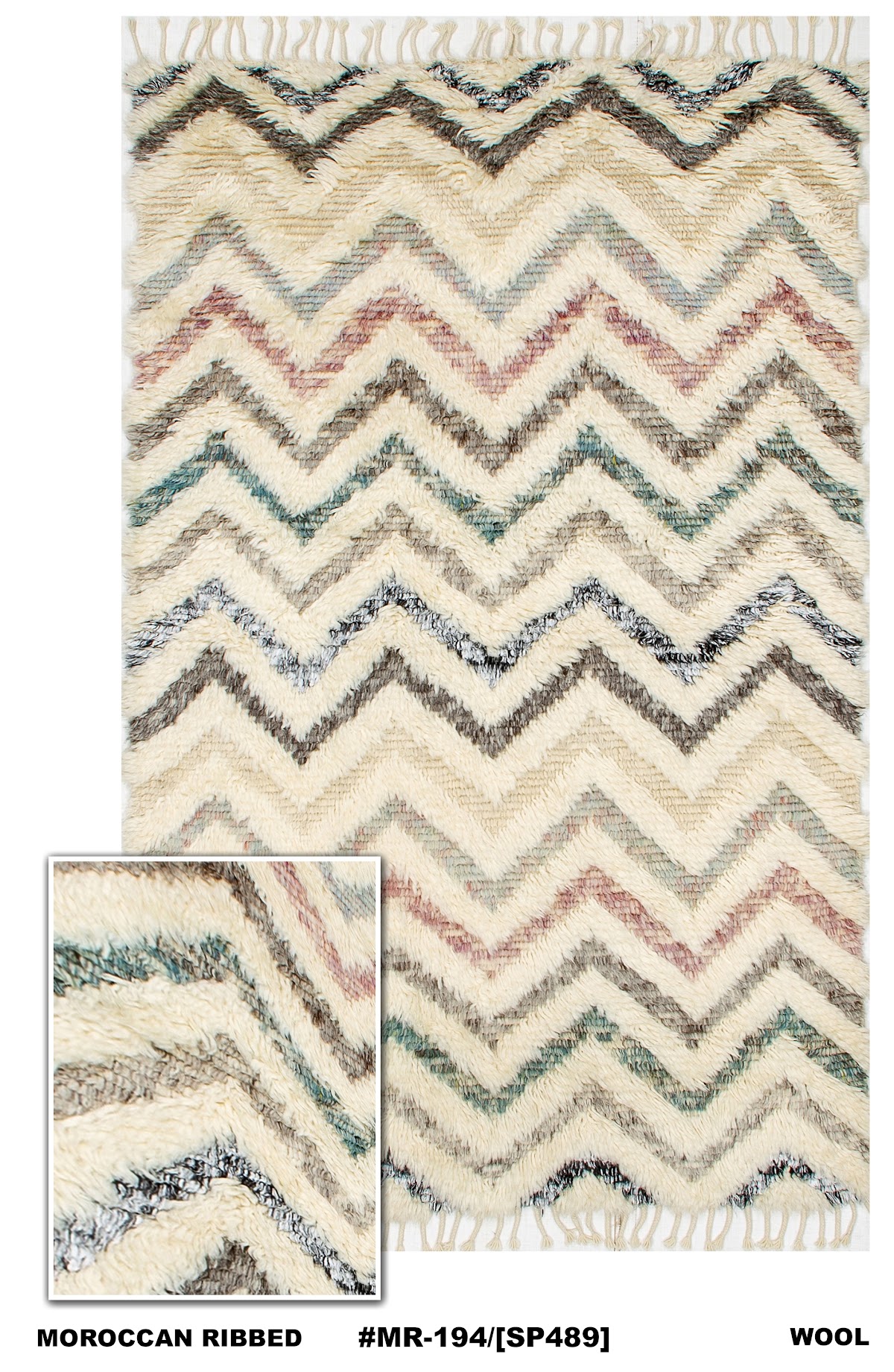 Moroccan ribbed wool rug MR-194