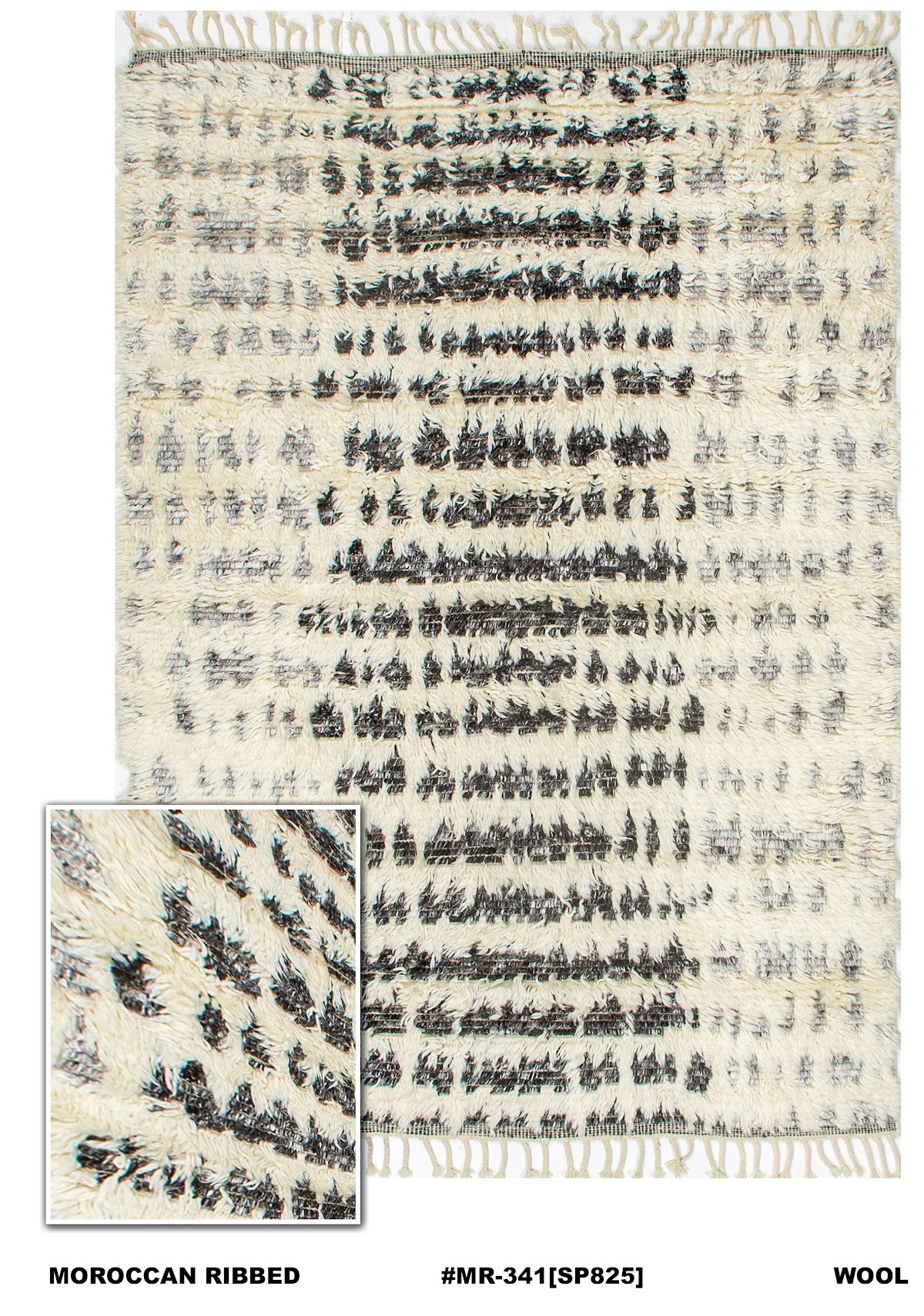 Moroccan ribbed wool rug 170x240 for Bahrain, design MR-341