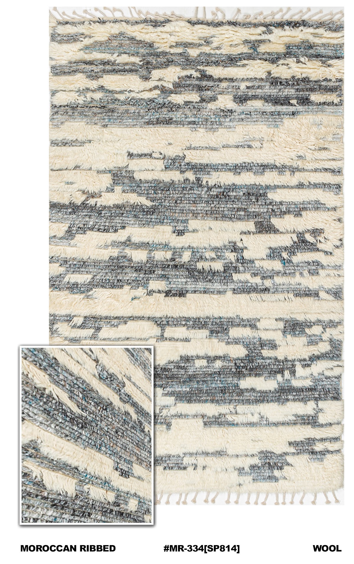 Moroccan ribbed wool rug for Bahrain interiors, design MR-334