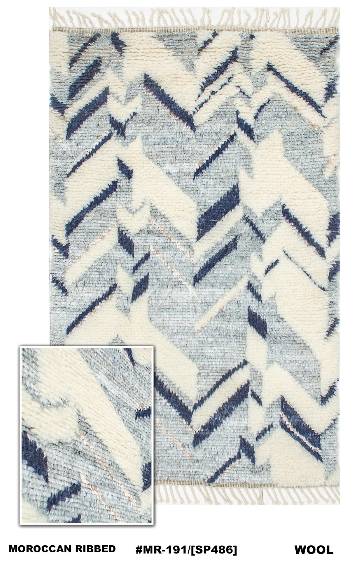 Moroccan ribbed wool rug for Bahrain interiors, design MR-191