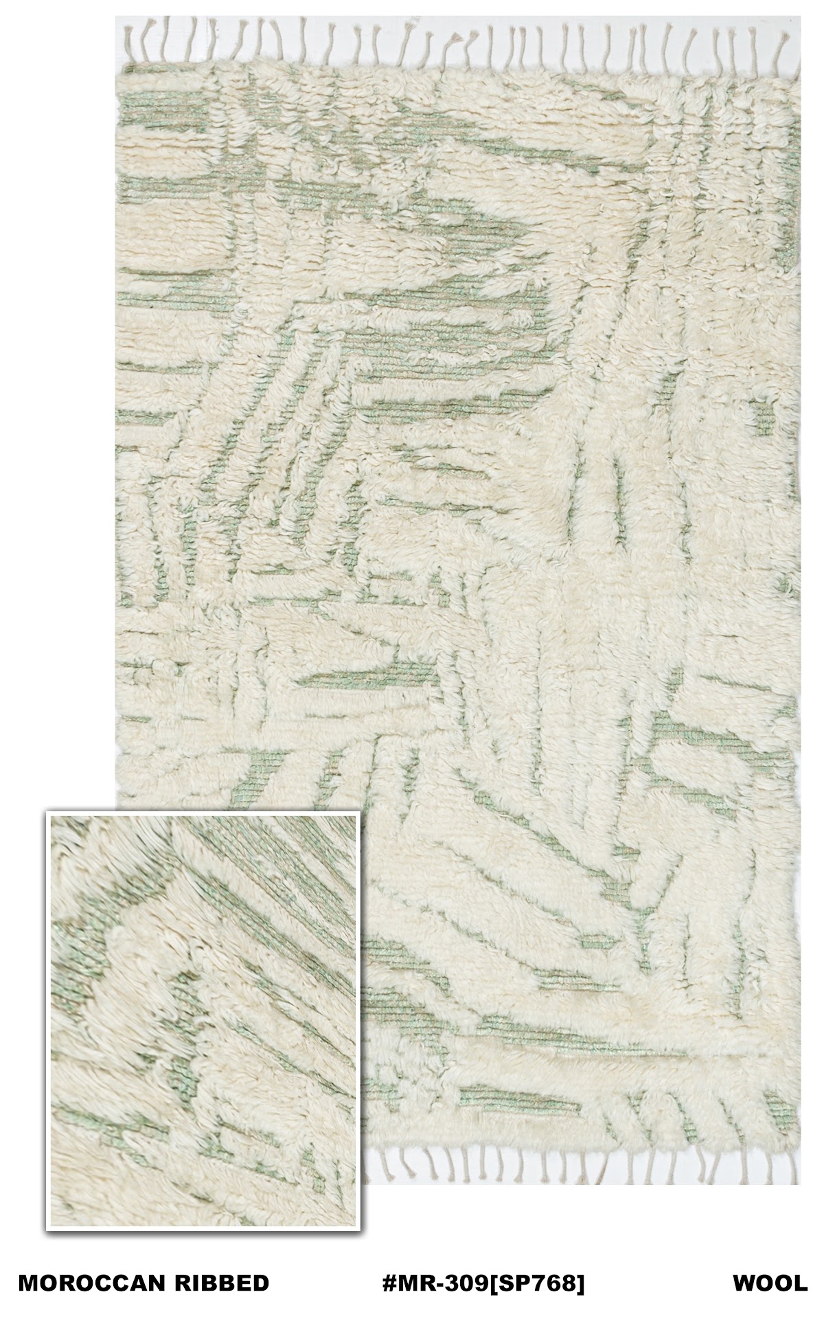 Moroccan ribbed wool rug for Bahrain interiors, design MR-309