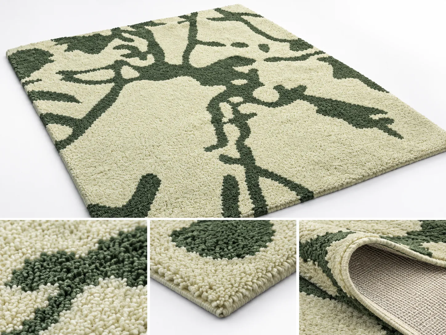 Abstract Hand Woven Rug in Wool & Cotton (Multi)