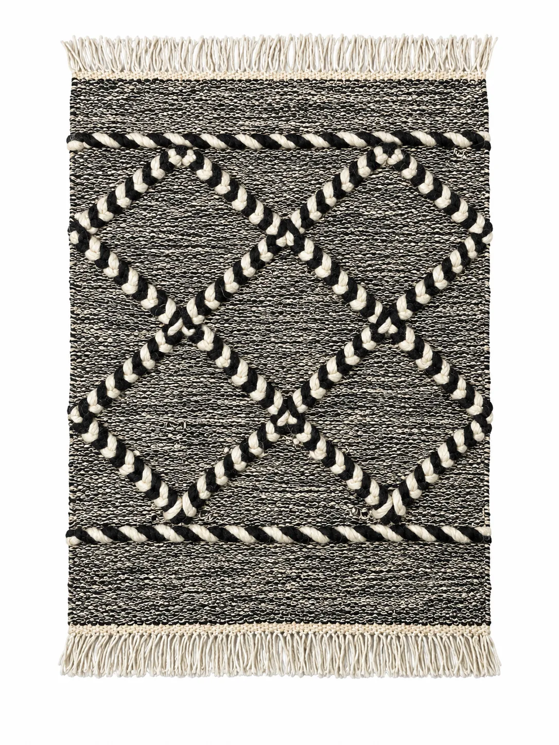 Abstract Hand Woven Rug in Wool & Cotton (Multi)