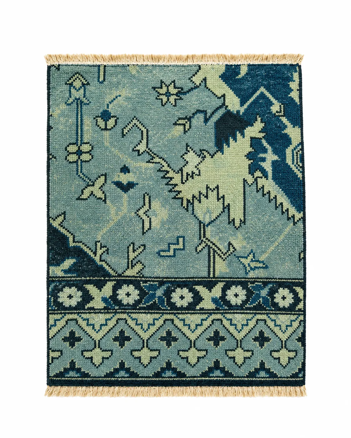 Abstract Hand Tufted Rug in Wool (White & Grey)
