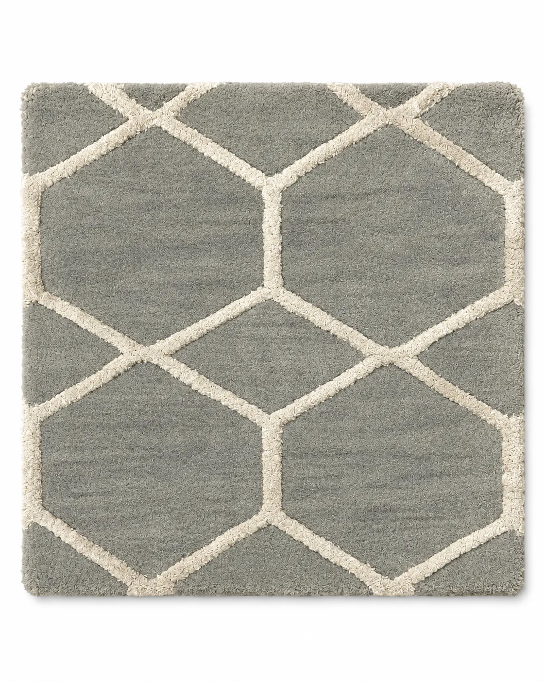 Floral Hand Knotted Rug in Wool & Cotton (Cream & Blue)