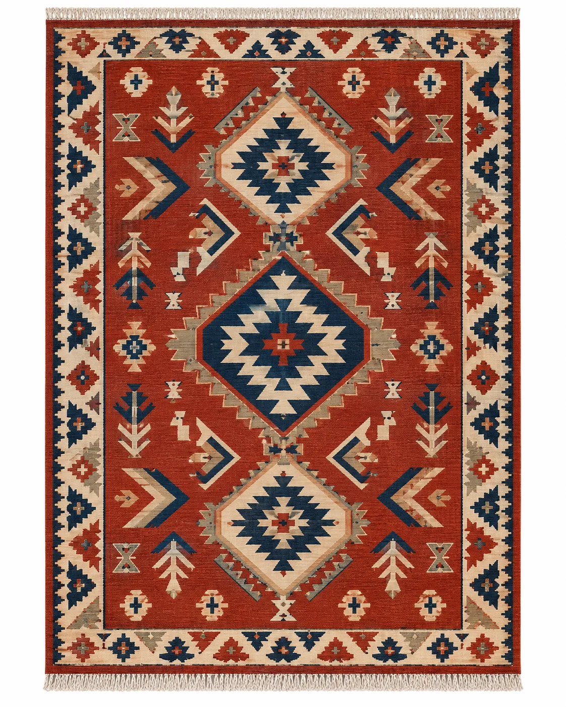 Nomadic Tribal Diamond Reversible Wool Kilim