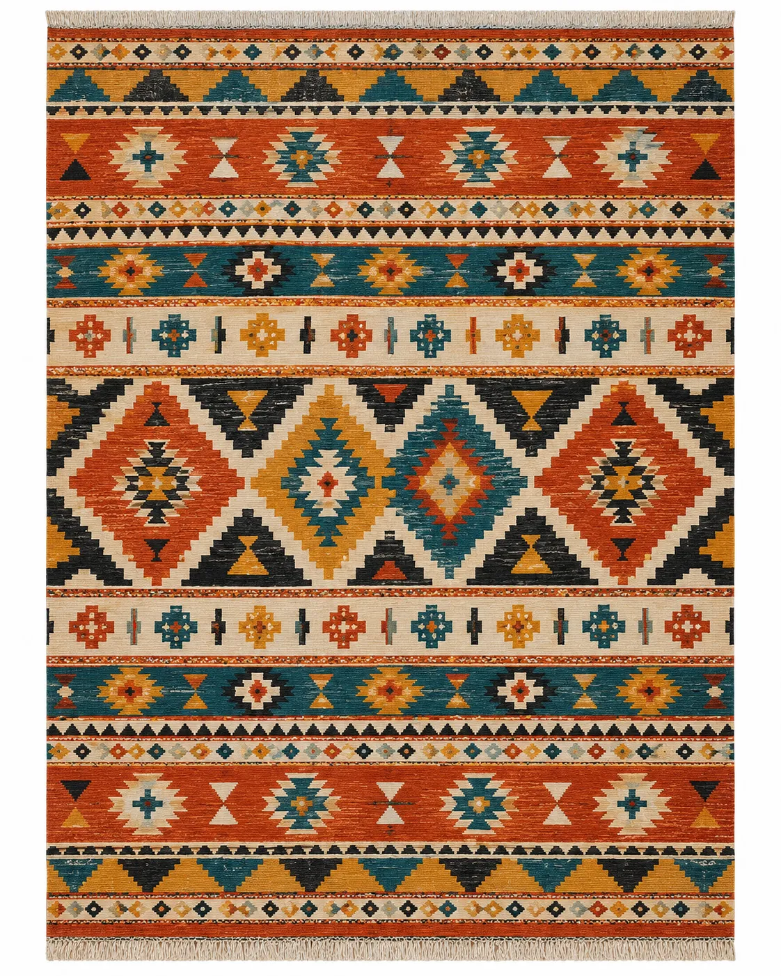 Striated Natural Dye Terracotta Wool Kilim