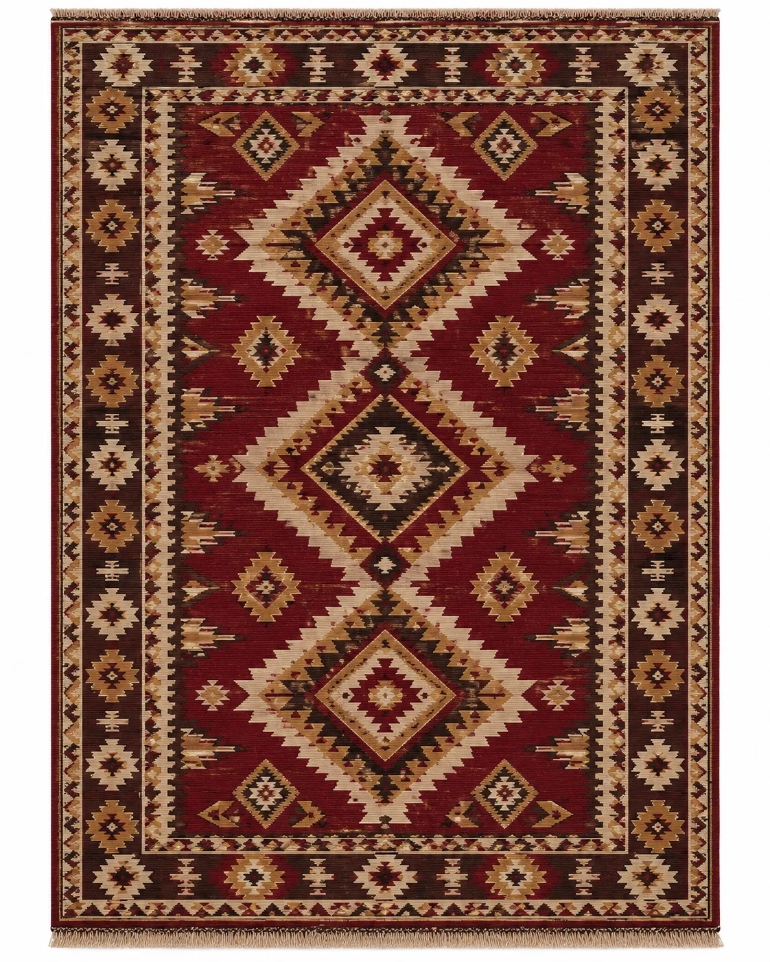 Moroccan Tribal Motif High-Twist Wool Kilim