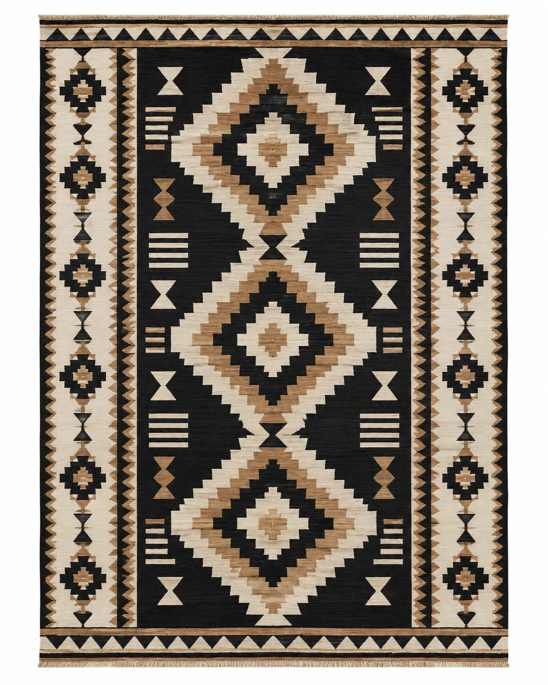 Desert Dune Ochre & Charcoal Wool Kilim