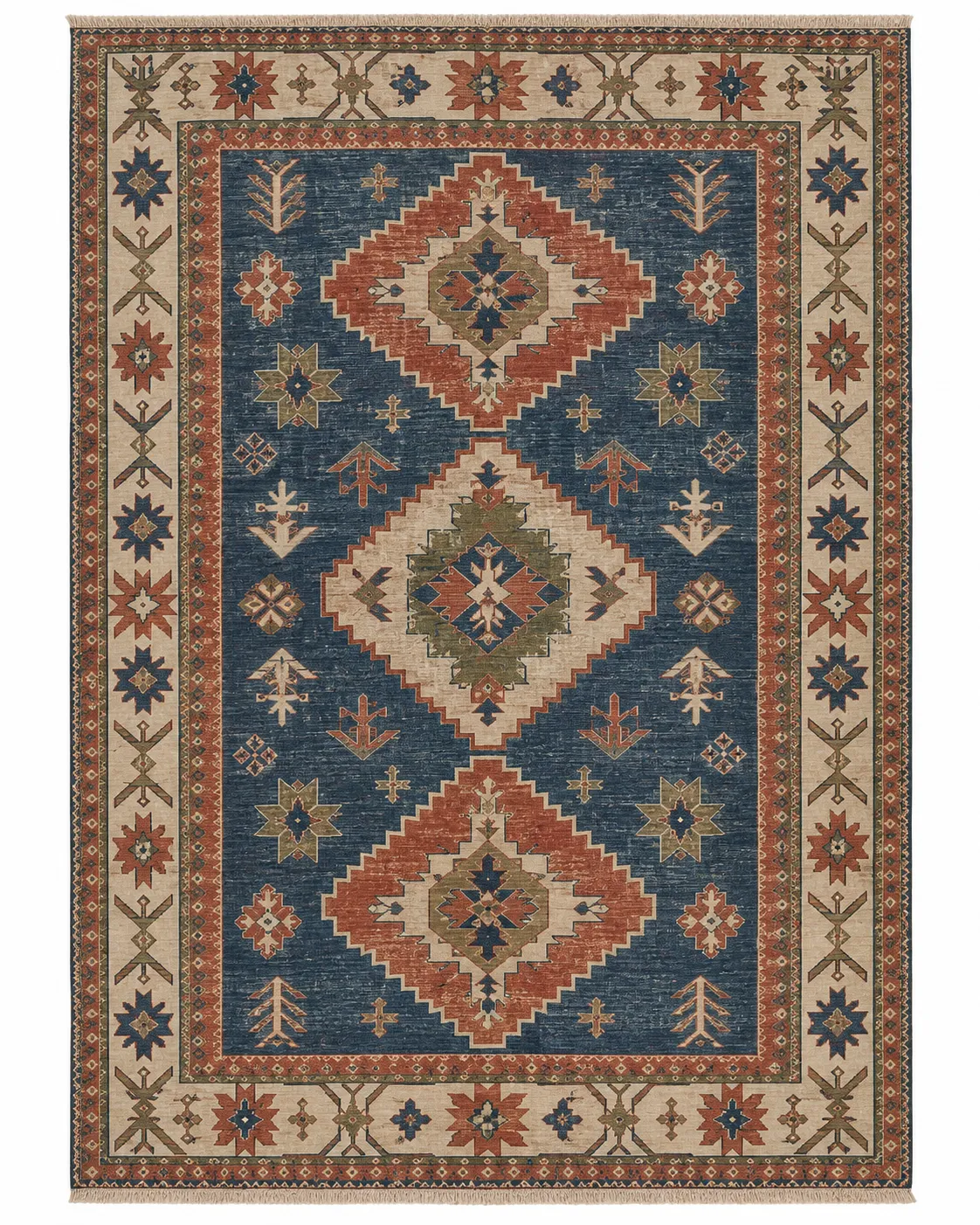 Bauhaus Abstract Color-Block Flatweave Kilim