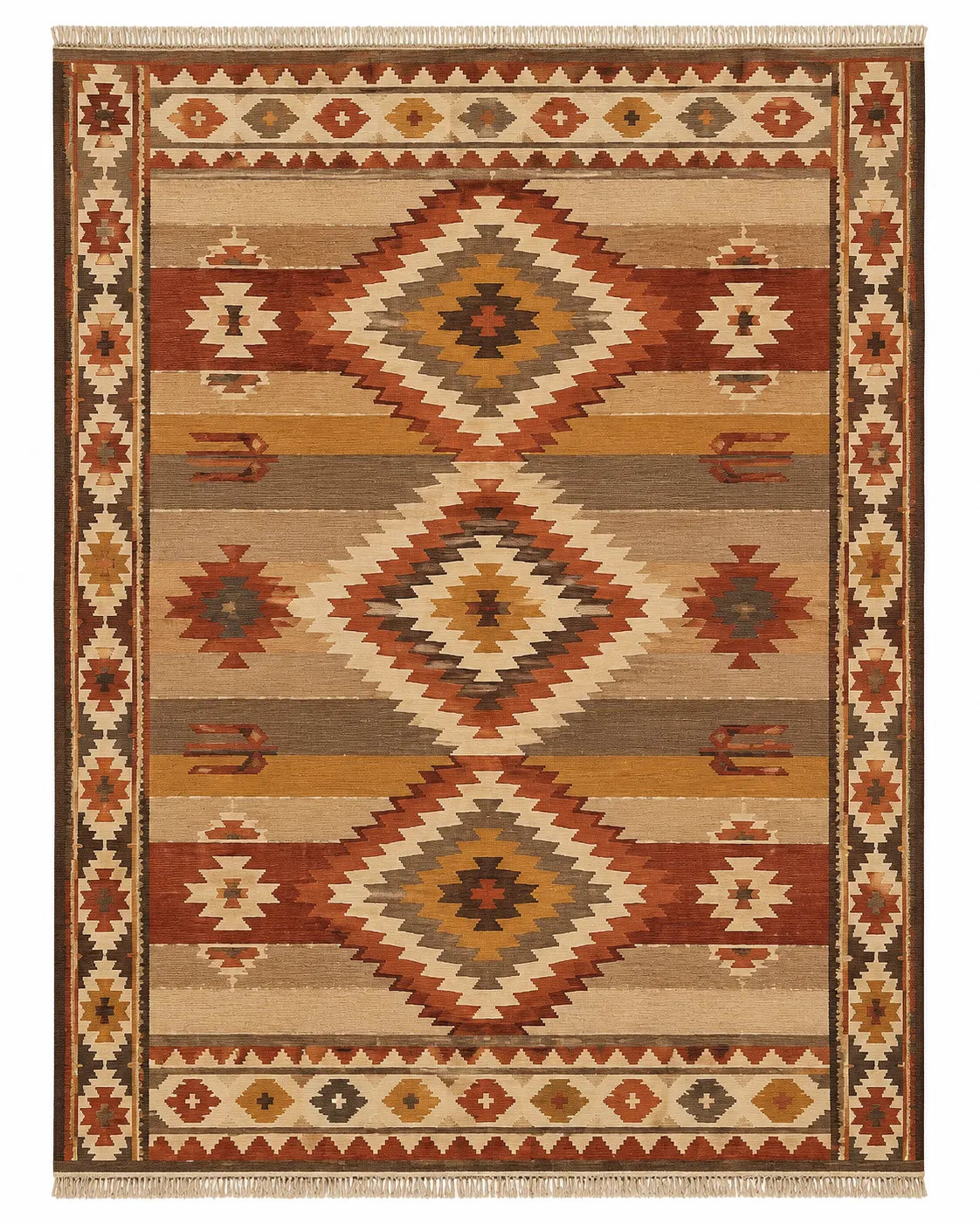 Ghazni Hand-Spun Wool Reversible Kilim Carpet
