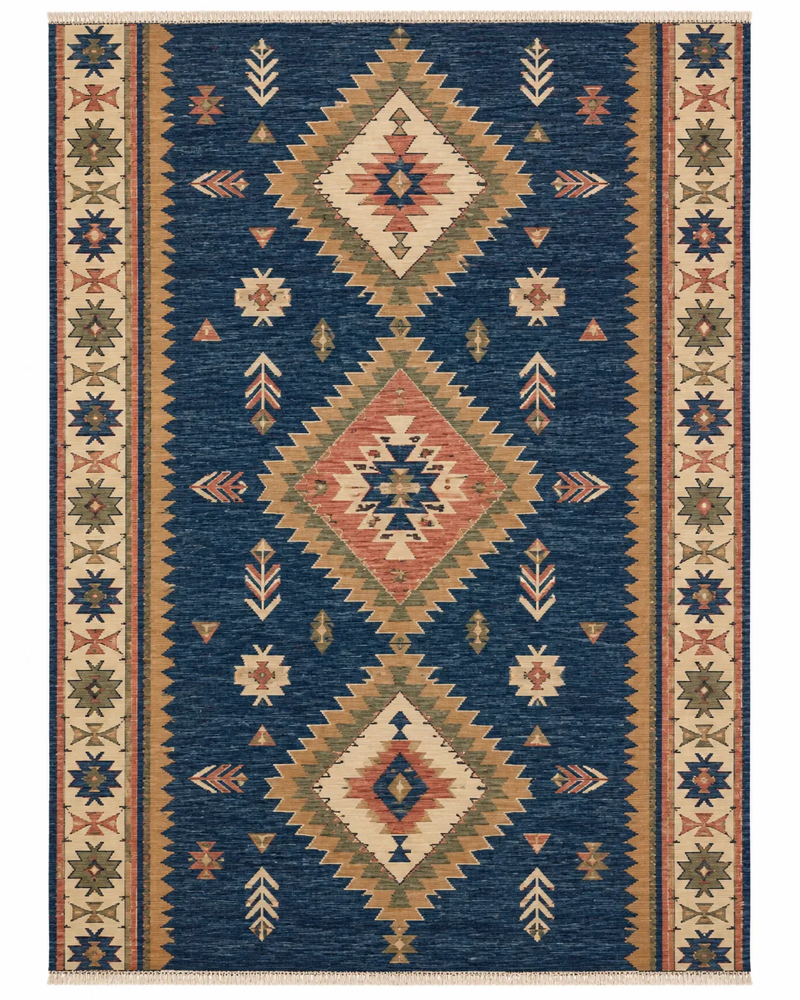Saffron & Indigo Architectural Tribal Kilim