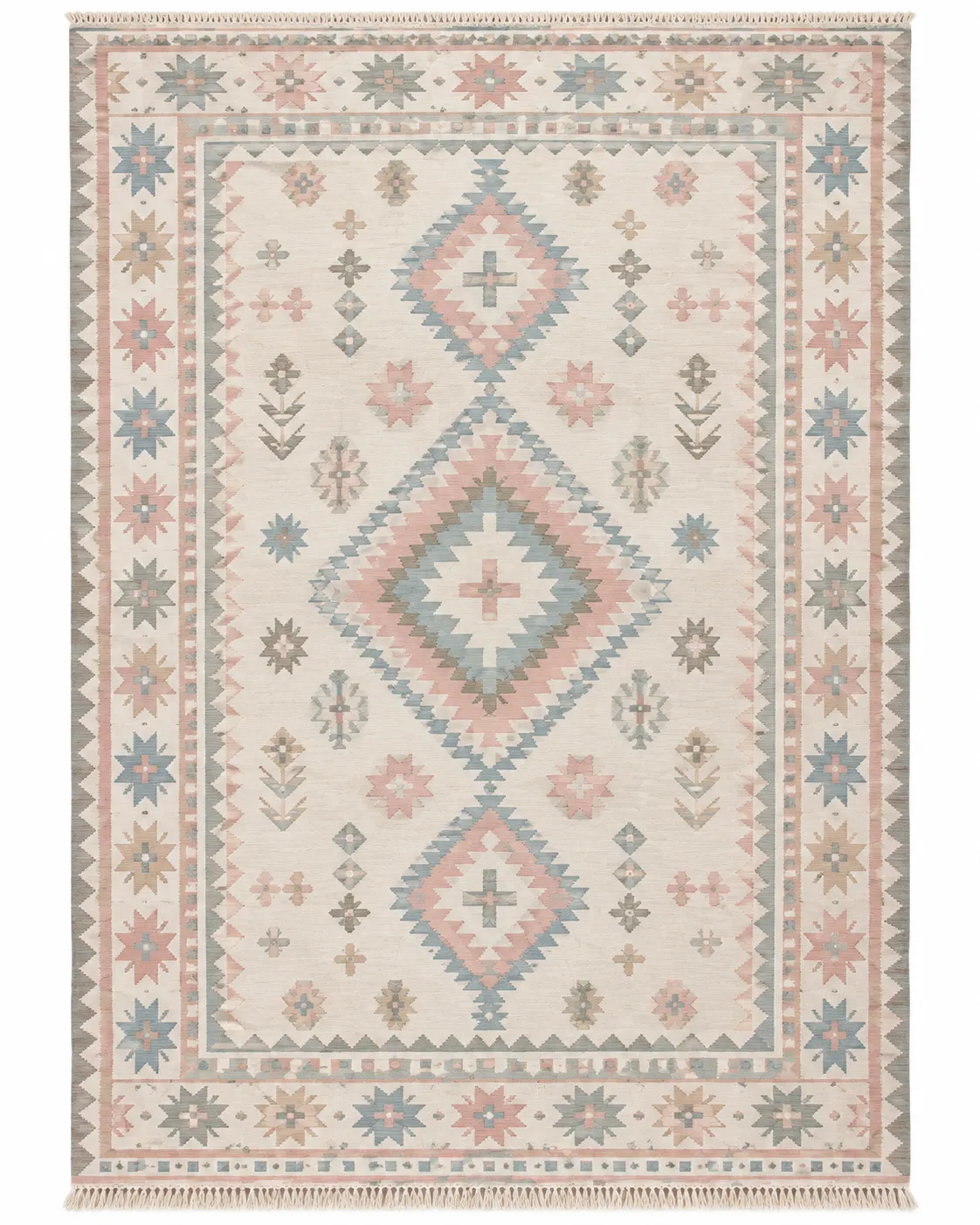 Mediterranean Muted Earth-Tone Kilim Rug