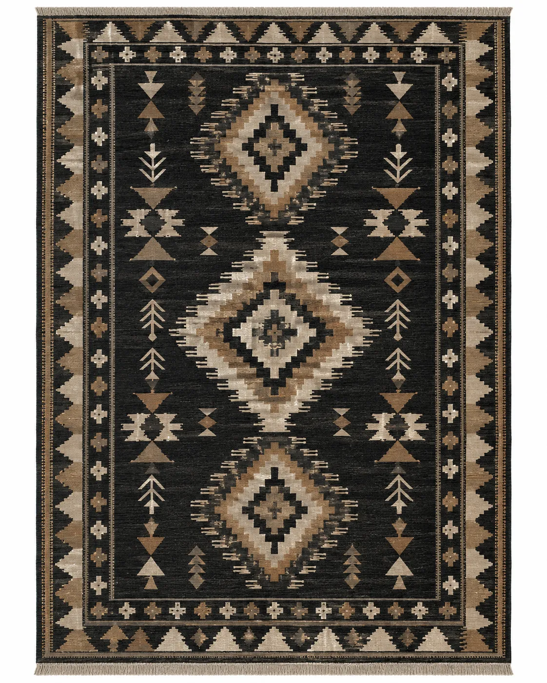 Contemporary Geometric Grid Hand-Woven Kilim