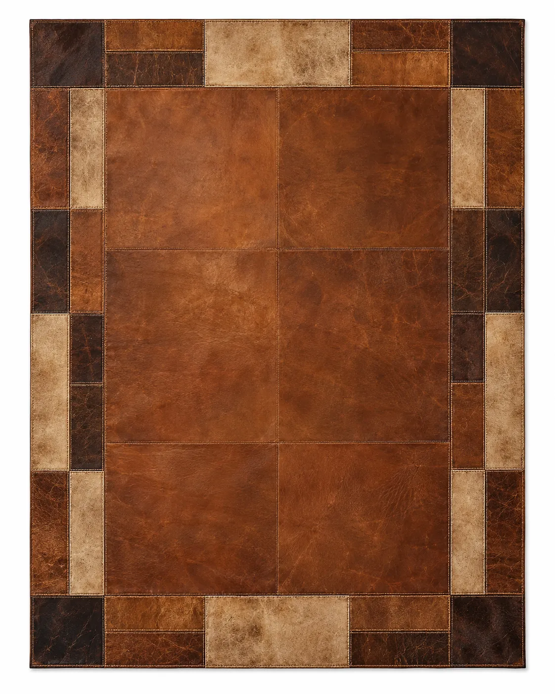 Artisan Patchwork Leather Rug 7