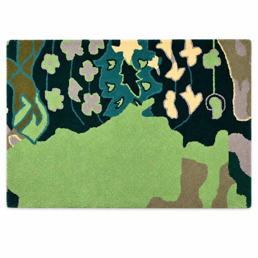 Modern Hand Tufted Rug in Wool & Viscose (Cream & Brown)