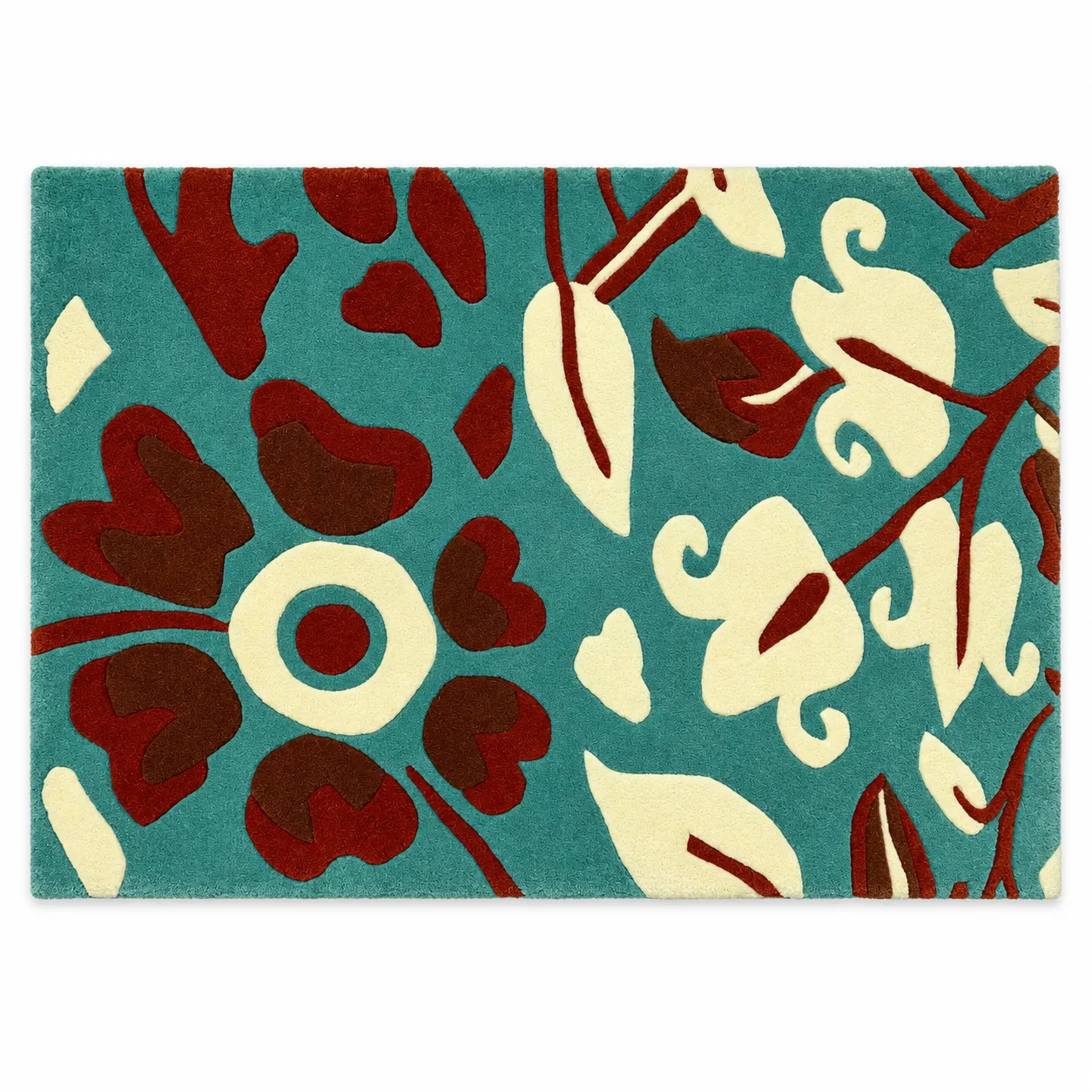 Modern Hand Tufted Rug in Wool & Viscose (Beige & Brown)