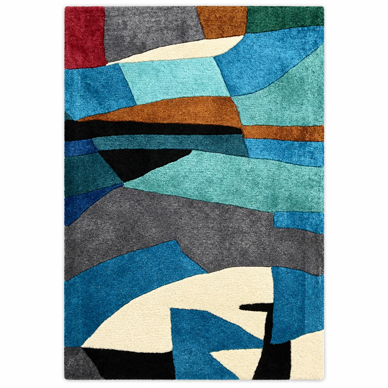 Modern Hand Tufted Rug in Wool & Viscose (Beige & Brown)