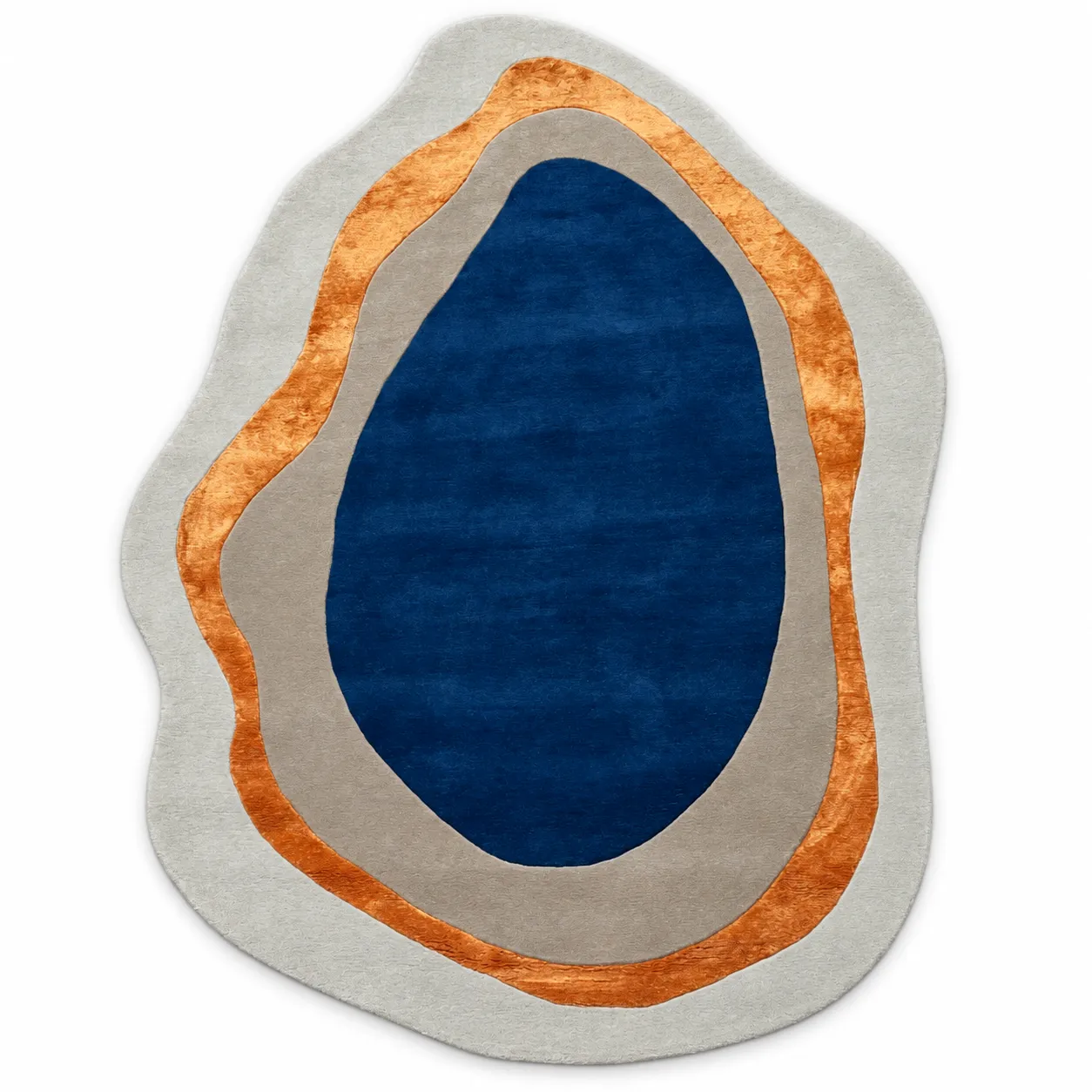 Modern Hand Tufted Rug in Wool & Viscose (Beige & Maroon)