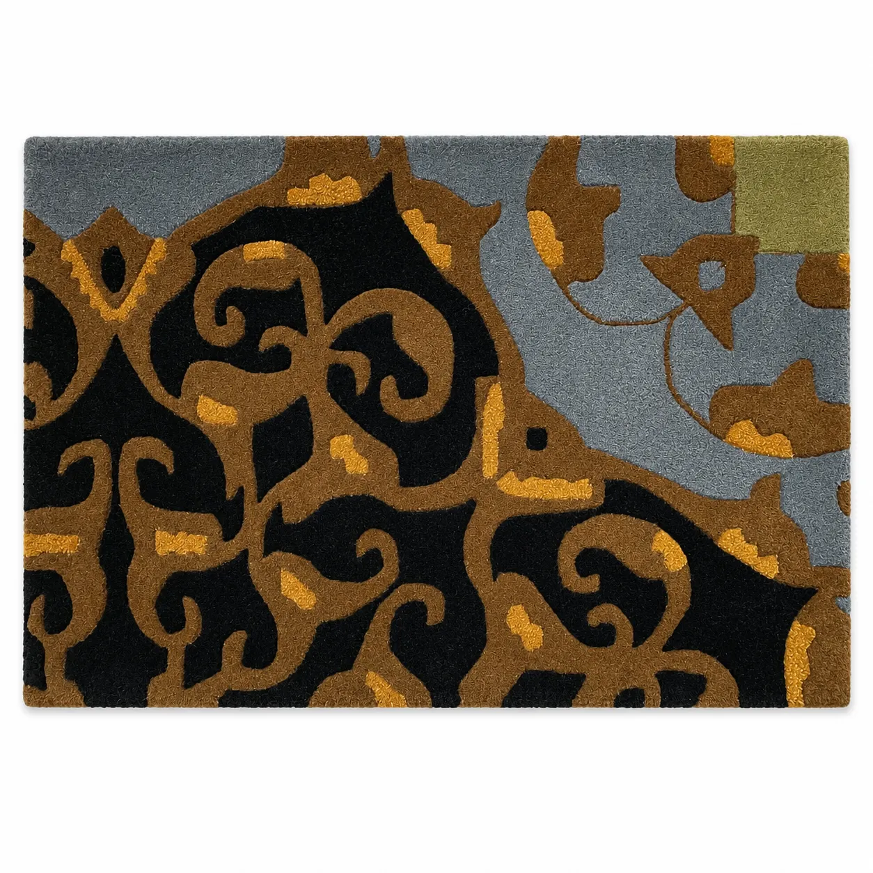 Modern Hand Tufted Rug in Wool & Viscose (Beige & Brown)