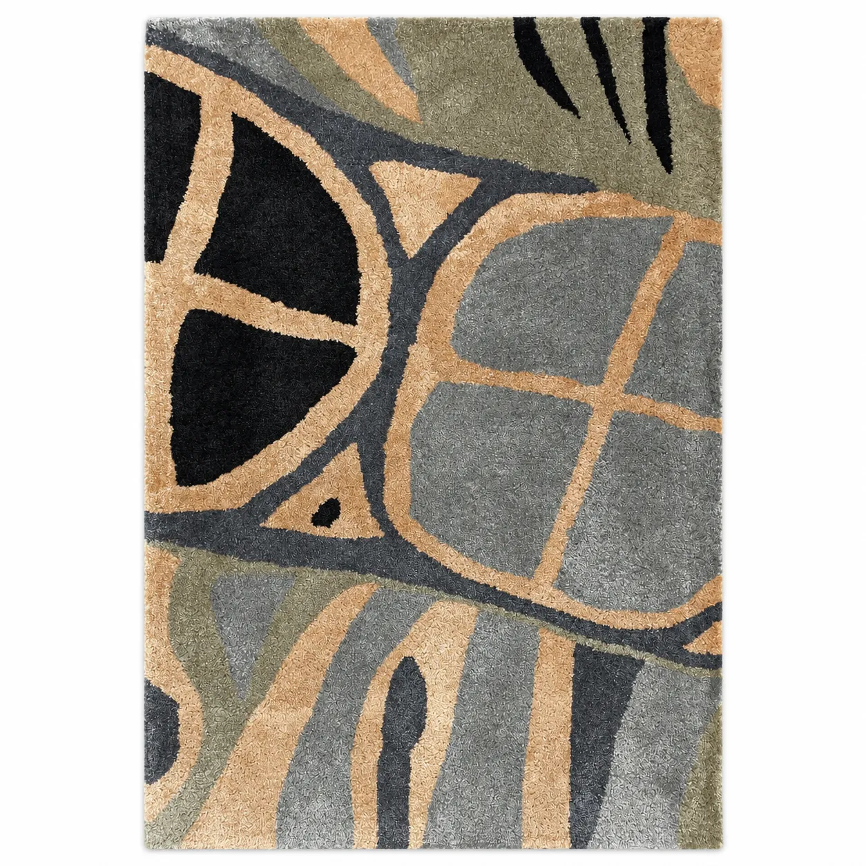 Modern Hand Tufted Rug in Wool (Silver & Black)