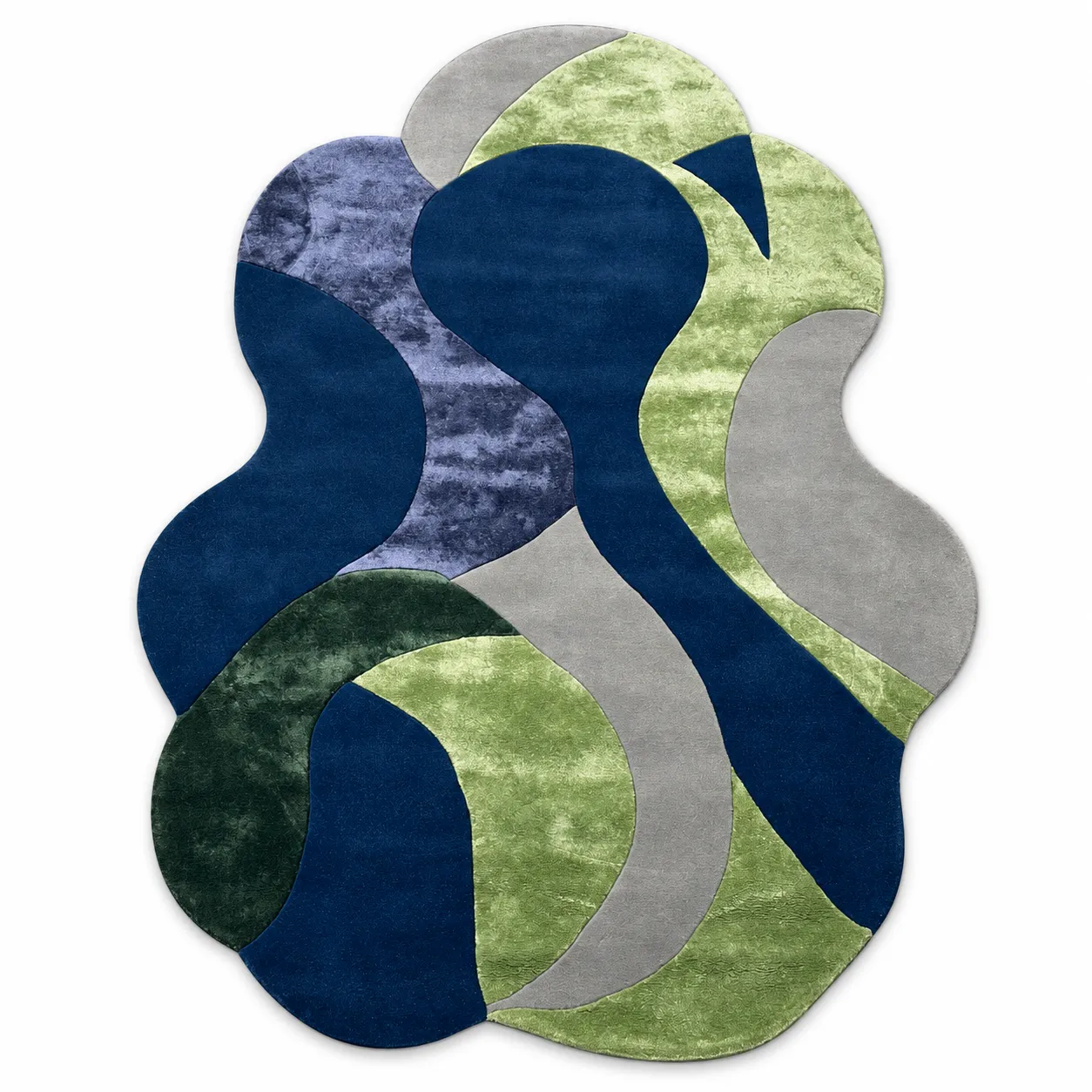 Modern Hand Tufted Rug in Wool (Cream & Multi)