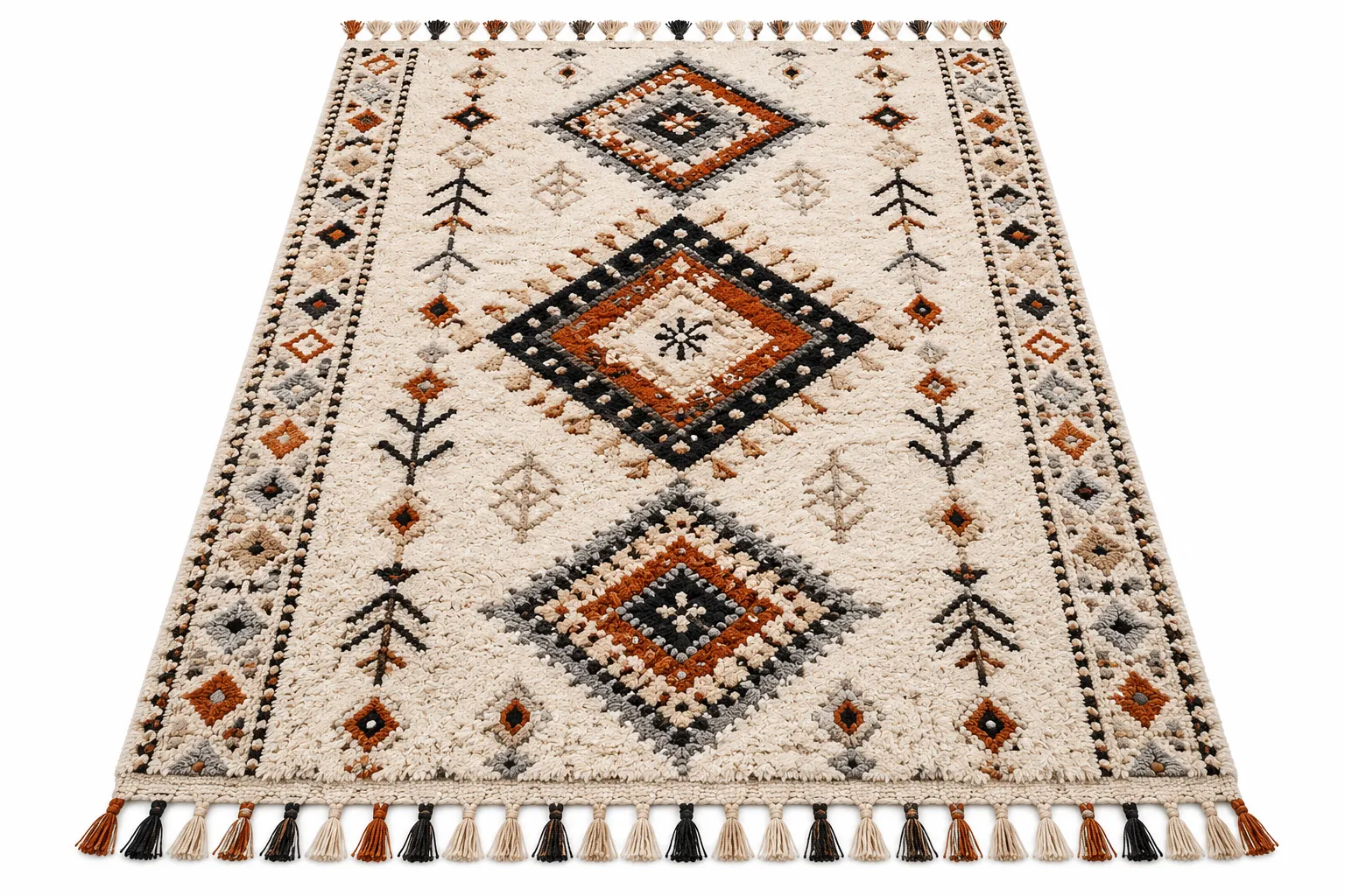 Beni Ourain Minimalist Diamond Wool Rug