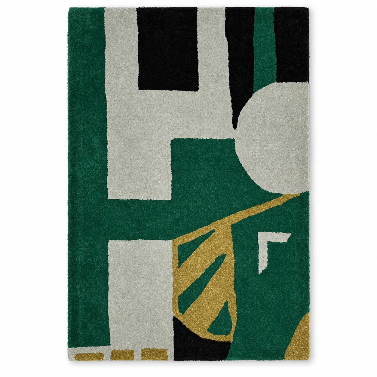 Geometric Hand Tufted Rug in Tencel (Grey & Black)