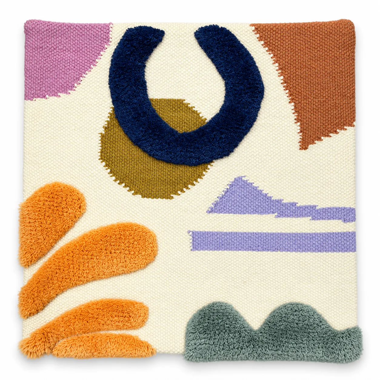 Geometric Hand Tufted Rug in Wool (Multi)