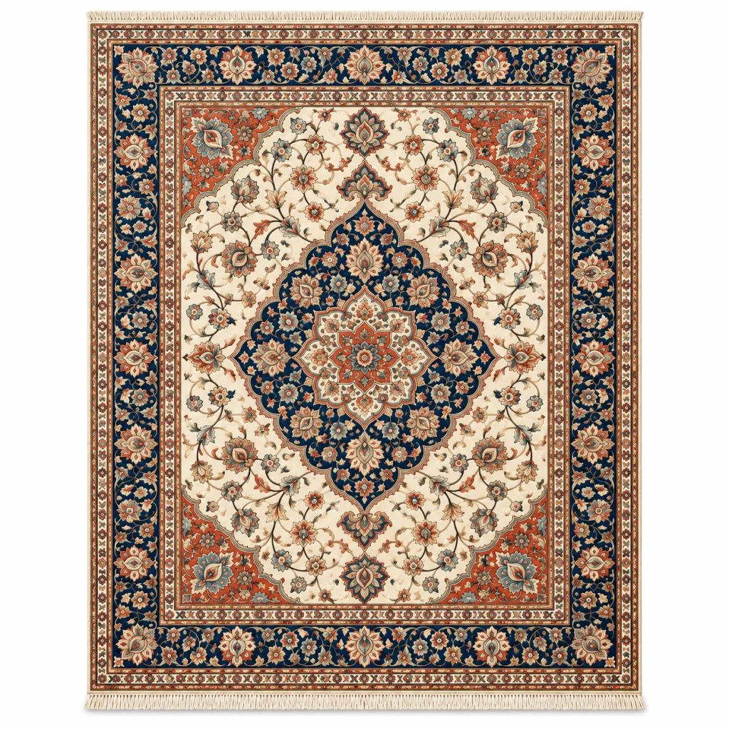 Isfahan Royal Medallion Silk & Wool Rug
