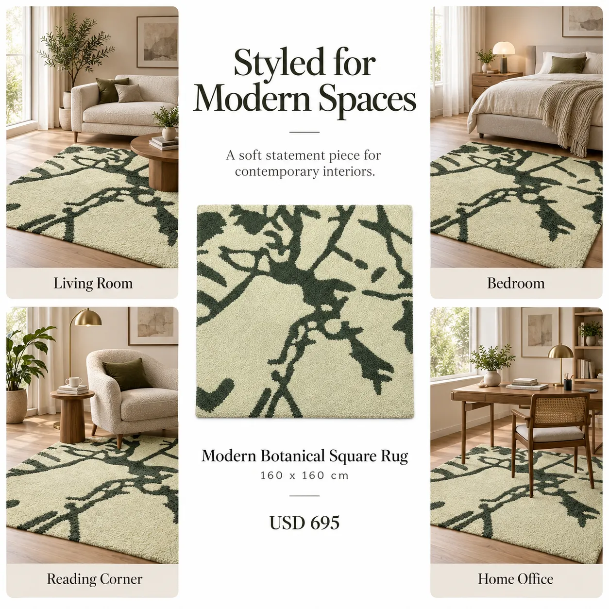 Floral Hand Tufted Rug in Tencel (Multi)